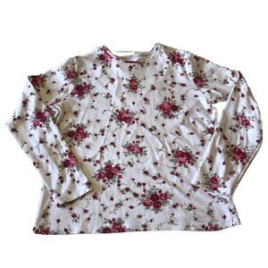 White Stag Tee Women’s Long Sleeve Roses Floral Size Medium